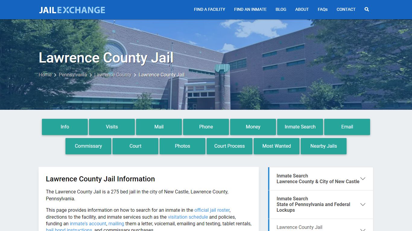 Lawrence County Jail, PA Inmate Search, Information