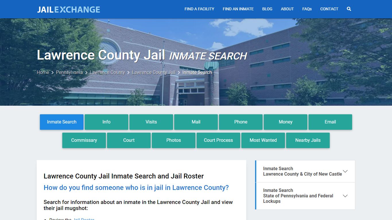 Inmate Search: Roster & Mugshots - Lawrence County Jail, PA