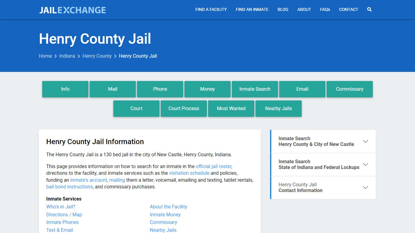 Henry County Jail, IN Inmate Search, Information